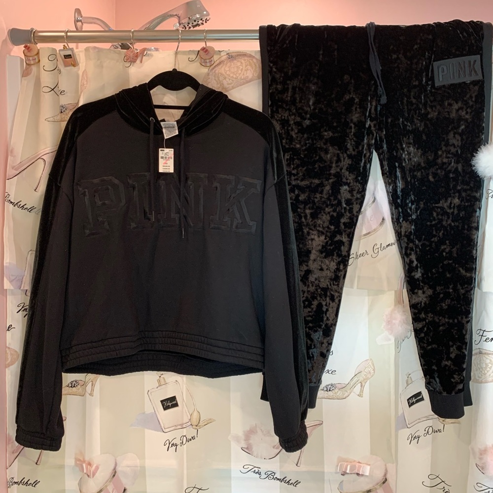 Victoria Secret (Pink) black velvety jumpsuit